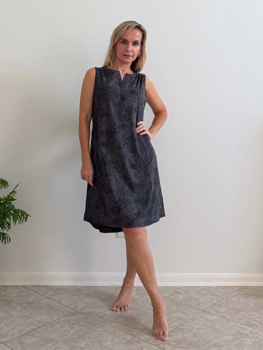 Royal Robbins Spotless Traveler Tank Dress Asphalt Fern S NWT